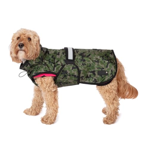 Danish Design 3-in-1-Hundemantel, Camouflage-Rosa, 25 cm, für jedes Wetter, mit Fleece gefüttert, reflektierender Regenmantel für Hunde von Danish Design