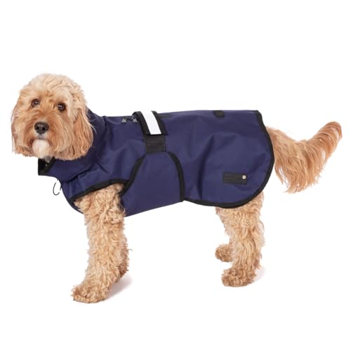 Danish Design 3-in-1-Hundemantel, Marineblau, 25 cm, wetterfest, mit Fleece gefüttert, reflektierender Regenmantel für Hunde von Danish Design