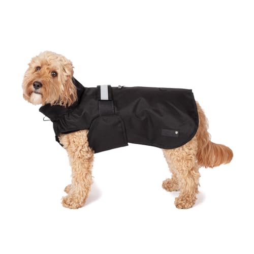 Danish Design 3-in-1-Hundemantel, schwarz, 25 cm, für jedes Wetter, mit Fleece gefüttert, reflektierender Regenmantel für Hunde von Danish Design