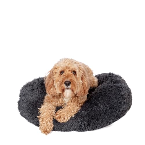 Danish Design Essentials Flauschiges Donut-Hundebett, Anthrazit, Größe M, 50 cm, kuscheliges und weiches Haustierbett, maschinenwaschbar von Danish Design