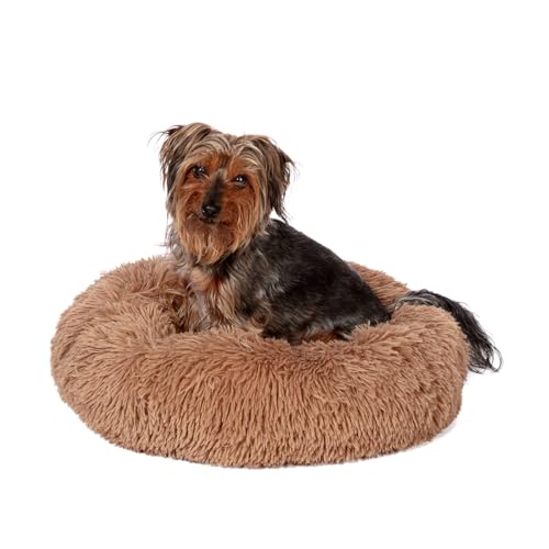 Danish Design Essentials Flauschiges Donut-Hundebett, Beige, Größe M, 50 cm, kuscheliges und weiches Haustierbett, maschinenwaschbar von Danish Design