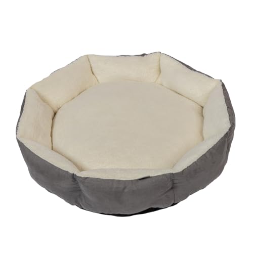 Danish Design Essentials Gestepptes Hundebett, Größe M, 62 x 60 x 16 cm, gewelltes Haustierbett mit Fellfutter, maschinenwaschbar von Danish Design