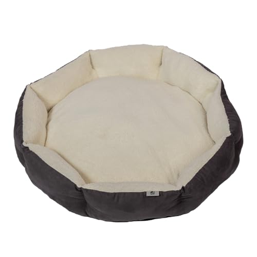 Danish Design Essentials Gestepptes Hundebett, anthrazit, Größe M, 62 x 60 x 16 cm, gewelltes Haustierbett mit Fellfutter, maschinenwaschbar von Danish Design