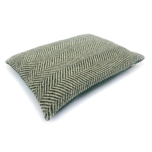 Danish Design Grünes Fischgrätenmuster – Sherpa-Fleece-Steppdecke, tiefes Hundebett für Erwachsene/Senioren/Welpenbetten – nur Hunde-Bettbezug, Größe M von Danish Design