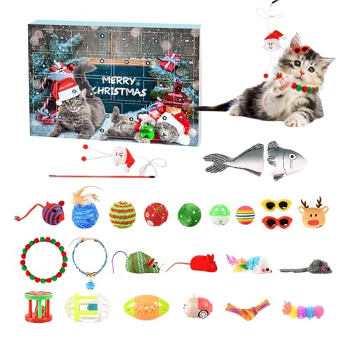 Katzenspielzeug Weihnachts Adventskalender, Katzenspielzeug Katzen Adventskalender 2023, Adventskalender Für Katzen, Katzenminze Spielzeug Und Katzenfeder Teaser, Quietschende Bälle, Geschenke Für Kat von Dankek