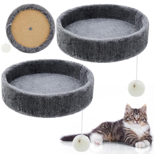 Dansydaisy 2 Stück 34 cm Kratzbaum Ersatzteile Zubehör Runder Katzenbaum Turm Top Sitzstange Bett Plattform Kissen M10 Katzenturm Add-ons Kratzbaum-Aufsätze für Indoor-Katzen, Grau von Dansydaisy