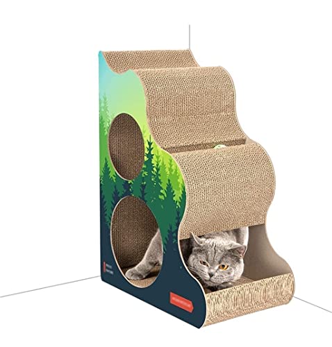 Katzenkratzbrett Kratzbrett Kratzpappe Cat Scratcher Katzenkratzunterlage Sparen Sie Platz An Der Ecke Katzenkratzer Mit Zwei Löchern Und Glockenkugel, Strapazierfähiger Karton Katzen Kratzmatte Kratz von Danzyt