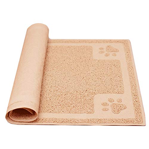 Darkyazi Futtermatte für Hunde und Katzen, 61 x 40,6 cm, flexibel und leicht zu reinigen, rutschfest, wasserdicht, Beige von Darkyazi