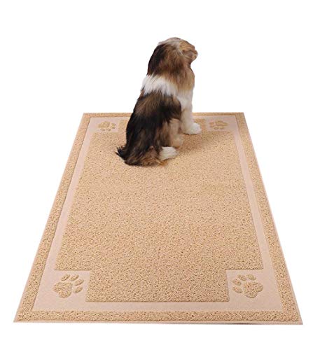 Darkyazi Futtermatte für Hunde und Katzen, 61 x 91,4 cm, flexibel und leicht zu reinigen, rutschfest, wasserfest, beige von Darkyazi