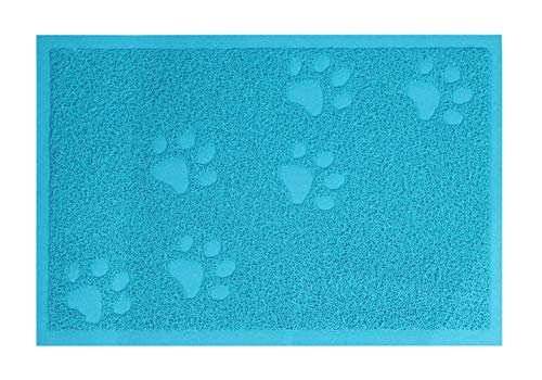 Darkyazi Katzentoiletten-Matte für Bodenstreu, rutschfeste Unterseite, Streukontrolle, leicht zu reinigen, wasserabweisend, weich auf den Pfoten, 40 x 29,8 cm, Seeblau von Darkyazi