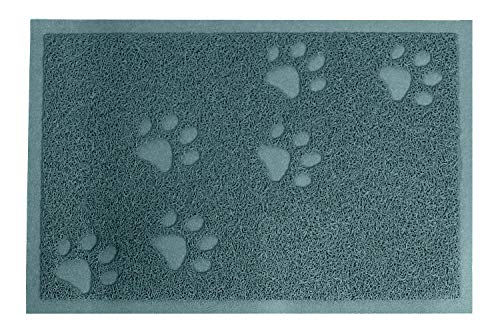 Darkyazi Katzentoiletten-Matte für Bodenstreu, rutschfeste Unterseite, Streukontrolle, leicht zu reinigen, wasserabweisend, weich auf den Pfoten (40 x 29,8 cm, silber-blau) von Darkyazi