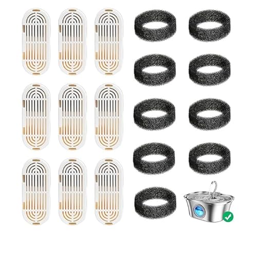 Darmlly Ersatzteile Filter Schwämme Filter für 108 Unzen/3,2 Liter 4L Edelstahl-Katzen-Trinkbrunnen Leiser Wasserhahn 6Pcs von Darmlly