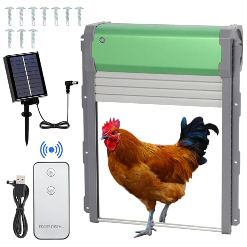 Daromigo Automatische Hühnerklappe Solar Aluminum, Lichtsensor Elektrische hühnerklappe mit Intelligenter Einklemmschutz,Timer,Fernbedienung, Hühnertür Türöffner 30x10x37 cm von Daromigo