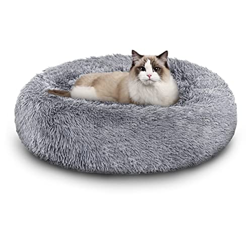 Daromigo Hellgrau 60cm Hundebett Donut-Form Hundekissen Waschbares und rutschfestes Hundesofa, geeignet für kleine und mittlere Hunde und Kätzchen von Daromigo