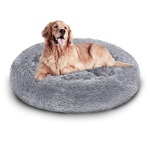 Daromigo Hundebett, Plüsch und gemütliche Kuschelbett, waschbar und rutschfest, kuschelige Hundematte und Katzennest für Entspannen und Ausruhen, Hellgrau 80 cm von Daromigo