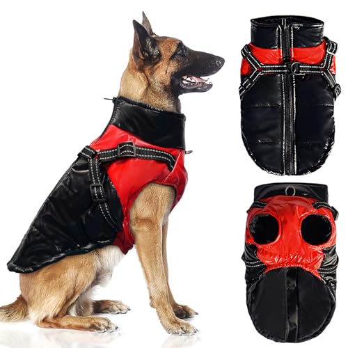 Darryy Hundejacke Winterweste Jacken Hundemantel Hundepullover Haustier Skifahren Kostüm Ärmellose Baumwolle Gepolsterte Weste Mit Brustgurt Gurt (XL) von Darryy