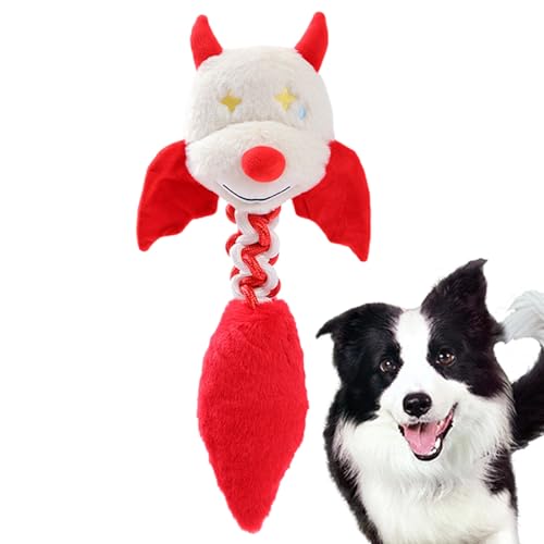 Darwaza Beißspielzeug für Welpen, Quietschspielzeug für Haustiere, Einzigartiges Hunde-Stoffspielzeug in Form eines kleinen Teufels, Beißspielzeug für Hunde mit integrierten Quietschern für kleine, von Darwaza