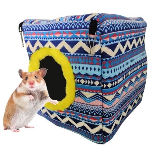 Darwaza Hamster-Hängematte, Eichhörnchen-Hängematte für Käfig - Cube Chinchilla-Schlafbett aus Baumwolle - Niedliche Hängematte, multifunktionales Schlafbett, Kleintierversteck für den Käfig von Darwaza