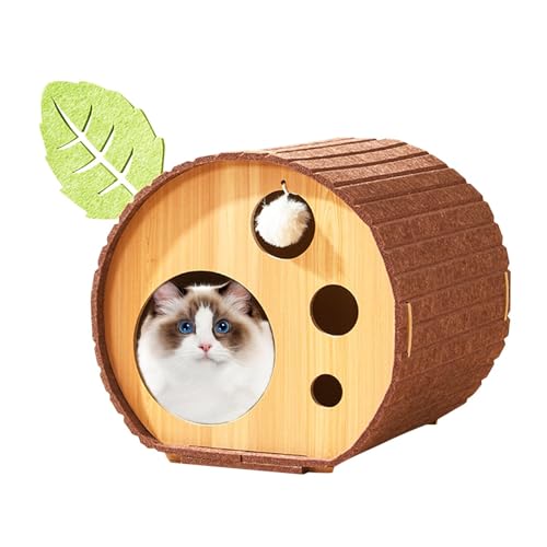 Höhlenkatzenbett – Katzenhaus Mit Kissen | Katzenbett Für Indoor-Kratzbrett | Winterwärmendes Katzenbett | Baumloch-Katzenhöhle | Katzenhaus-Dekoration Für Hauskatzen, Kleine Haustiere, Hunde, Kleine von Darwaza