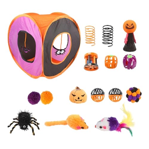 Katzenspielzeug Für Den Innenbereich – Halloween-Katzenspielzeug-Set | Zauberstab Ball Spring Mäusespielzeug | Katze Zauberstab Ball Frühling Mäuse Spielzeug | Katzen-Hunde-Spielspielzeug Für Tunnel, von Darwaza