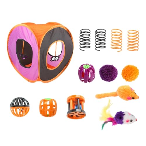 Katzenspielzeug Für Den Innenbereich – Halloween-Katzenspielzeug-Set | Zauberstab Ball Spring Mäusespielzeug | Katze Zauberstab Ball Frühling Mäuse Spielzeug | Katzen-Hunde-Spielspielzeug Für Tunnel, von Darwaza