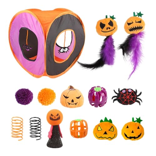 Katzenspielzeug Für Den Innenbereich – Halloween-Katzenspielzeug-Set | Zauberstab Ball Spring Mäusespielzeug | Katze Zauberstab Ball Frühling Mäuse Spielzeug | Katzen-Hunde-Spielspielzeug Für Tunnel, von Darwaza