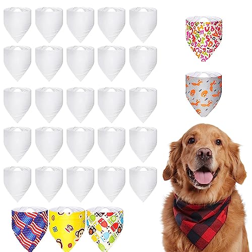 Dasing 30 Stück Sublimation Blank Haustier Bandana Wärmeübertragung Waschbar DIY Dreieck Hundeschal Lätzchen Kopftuch für Hunde Welpen Katzen von Dasing