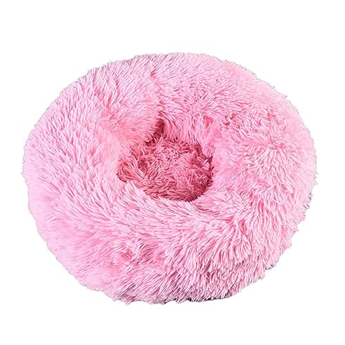 Dawafit 1 Stück Superweiches Haustierbett Aus Rosa Baumwolle für Hundehütten, Rund, für Katzen, Winter, Warmer Schlafsack, Langes Plüsch-Welpenkissen von Dawafit