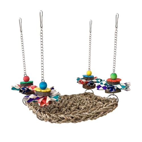 Natürliche gewebte Papageien-Hängematte, Kauspielzeug mit Holzperle, für kleine Vögel, Nymphensittiche, Wellensittiche, Schaukel, Sitzstange, Käfig-Hängespielzeug Natürliche gewebte Papageien-Hängematte, Kauspielzeug mit Holzperle, für kleine Vögel, Nymphensittiche, Wellensittiche, Schaukel, Sitzstange, Käfig-Hängespielzeug von Dawutocap