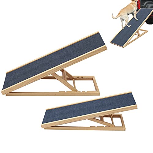 DayPlus Hunde Auto Rampe Haustier Sicherheit Rampe, mit rutschfest Teppich, Einstellbare Höhe, Faltbar Rampe für Hund Katze Auto Reise Bett Sofa (100x40 cm, H 30-40-50-60cm) von DayPlus