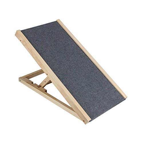 DayPlus Hunderampe, Hunderampe für Auto Bett Sofa, Auto Rampe für Hund, Anti-Rutsch Teppich, Haustier Rampe Welpe große Hunde bis 150 kg, Holz und Klappbar Design (70x35cm) von DayPlus