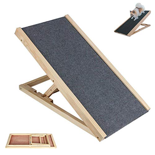 DayPlus Hunderampe Katzen Rampe Hundetreppe für Bett oder Sofa, Klappbar aus Holz Petwalk Hundeleiter Auffahrrampe für Haustiere, mit Anti-rutsch Einsatz, 2 Gears von DayPlus