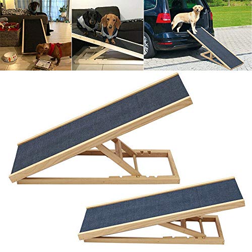 DayPlus Hundetierrampe, zusammenklappbarer starker Transporttransportauto Haustierhundrampe mit Rutschfester Oberfläche Teppich, 4-höhenverstellbare Zugangstreppe (L100cm x B40cm, H30/40/50/60cm) von DayPlus