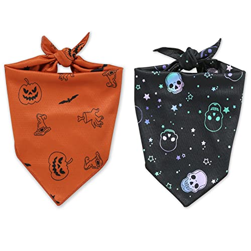 DaysU Halloween-Hundehalstuch, wendbar, dreieckig, Fledermaus, Kürbis, Hexenhut, Totenkopf, Haustier-Schal, Einstecktuch, Halstuch für Jungen und Mädchen, Herbst-Bandanas für kleine Welpen, von DaysU