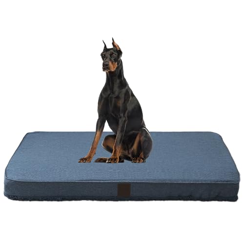 DaysU Hundebett für extra große Hunde, orthopädische Hundebetten mit abnehmbarem, waschbarem Bezug, XL-Eierkisten-Schaumstoff-Haustierbett-Matte, Hellblau, geeignet für Hunde bis zu 250 kg, 111,8 x von DaysU