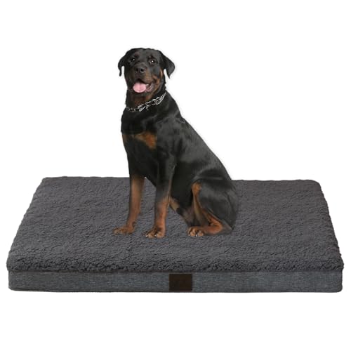 DaysU XL Hundebett für extra große Hunde, orthopädisches wasserdichtes Hundebett mit abnehmbarem waschbarem Bezug, Eierkarton-Schaumstoff-Haustierbett-Matte, Dunkelgrau, geeignet für Hunde bis zu 100 von DaysU