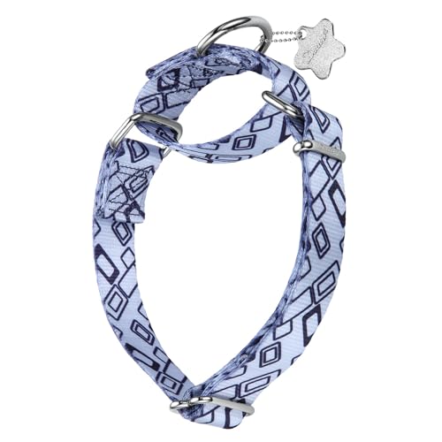 Dazzber Hundehalsband mit Waldtiermuster, Martingale-Hundehalsband, seidig weich und stabil, für mittelgroße und große Hunde (Misty Purple und Büroklammer, Größe M, 2,5 cm breit) von Dazzber