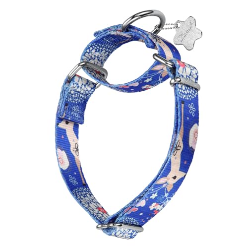 Dazzber Hundehalsband mit Waldtiermuster, Martingale-Hundehalsband, seidig weich und stabil, für mittelgroße und große Hunde (Sika-Hirsch, Größe L, 2,5 cm breit) von Dazzber