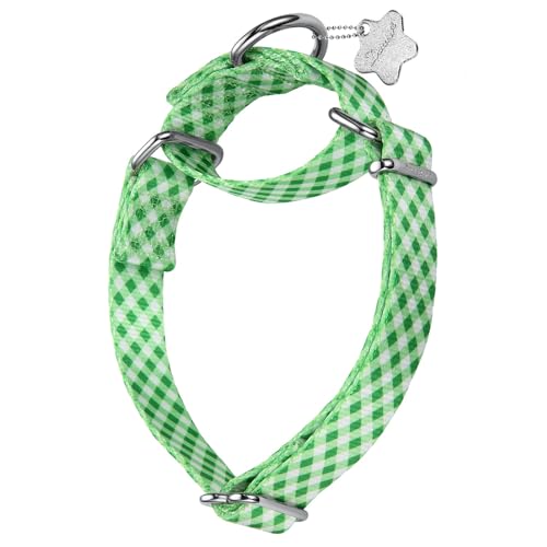 Dazzber Hundehalsband mit Waldtiermuster, Martingale-Hundehalsband, seidig weich und stabil, für mittelgroße und große Hunde (grünes Karo, Größe M, 2,5 cm breit) von Dazzber