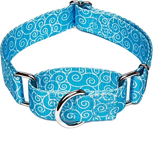 Dazzber Martingale Halsbänder für Hunde, Himmelblau, Größe L, Halsumfang 43,2 - 63,5 cm, kein Ziehen, kein Entkommen, für Spaziergangstraining von Dazzber