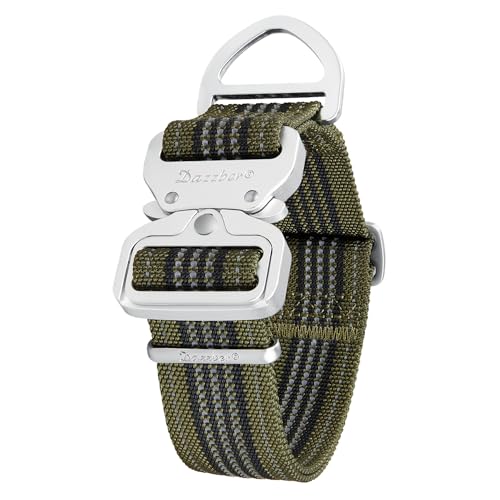 Martingale Halsband, 3.8 cm breit, extra starkes Nylon-Hundehalsband, strapazierfähiges Hundehalsband mit zweifarbigen Streifen für mittelgroße bis XLgroße Hunde (Medium, militärisches Grün und Grau) von Dazzber