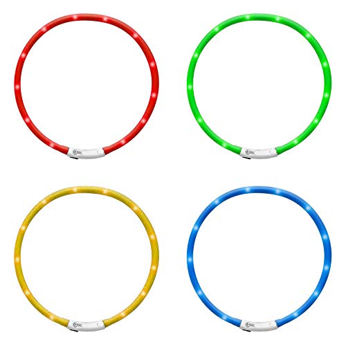 DbKW LED Halsband für Hunde mit KfZ Micro USB Adapter, kürzbar und wiederaufladbar, 3 Leucht-Modis. Leuchtband - Leuchthalsband - Hundebeleuchtung (Blau) von DbKW