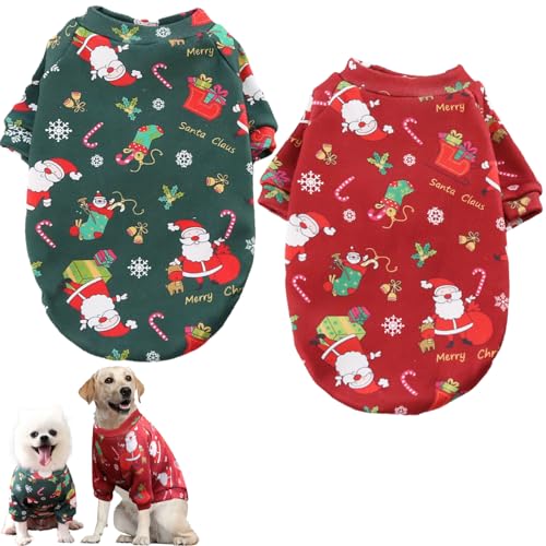 2pieces Hunde Weihnachts -Outfit, warmes Hund Weihnachtskostüm mit Plüsch -Liner -Hund Jumper mit Weihnachtsmuster süße Hunde Weihnachtshemden Winterhundkleidung für Weihnachten Medium große Hau von Dbvnnsy