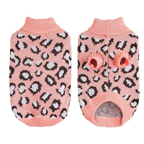 Dcsfadq Rosa Leopard Hundepullover Für Kleine Hunde - Dackel Pullover, Hundemantel Winter, Hundepullover Französische Bulldogge - Leicht Und Tragbar Für Herbst Und Winter (L) von Dcsfadq