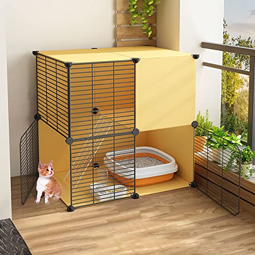 Katzenkäfig Katzengehege Auslaufgitter Laufkäfig Hasen Hamster Welpenauslauf für Kaninchen mit Tür und Leiter DIY Kleintierkäfig Portable Metalldraht Yard Fence Outdoor von Ddasam