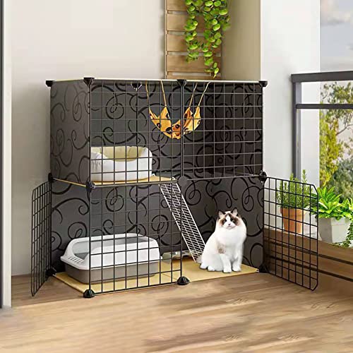 Katzenkäfig Katzengehege Auslaufgitter Laufkäfig Hasen Hamster Welpenauslauf für Kaninchen mit Tür und Leiter DIY Kleintierkäfig Portable Metalldraht Yard Fence Outdoor von Ddasam