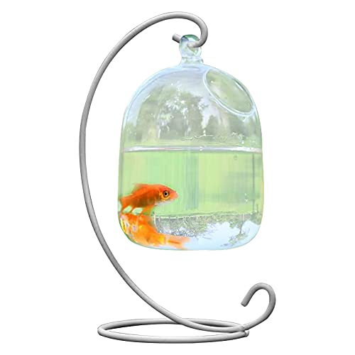 Mini-Aquarium zum Aufhängen am Schreibtisch, kleines Glas-Aquarium mit Ständer, klare Glasvase, kleine zylindrische Glasfischschale für Fische, Hydrokultur-Blumen, Heimbüro-Dekoration (#2) von Ddewing