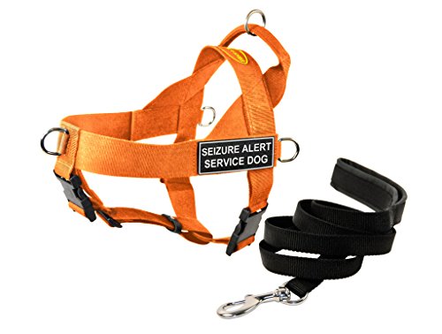 Dean & Tyler DT Dog Harness with Seizure Alert Service Dog Patches and Leash, Orange, X-Large von Dean & Tyler