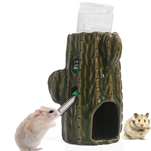 Deapeey Hamster-Wasserflasche für Glastank, 3-in-1 Keramik, verstellbare Hamster-Wasserflasche, 80 ml, Hamster-Wasserflasche, Ständer, kein Tropfen, Rennmäuse, Meerschweinchen von Deapeey