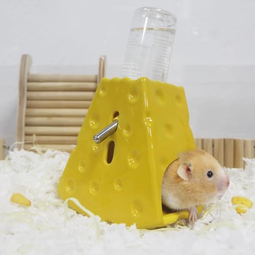 Deapeey Hamster-Wasserflasche für Glastank, verstellbarer Hamster-Wasserflaschenhalter, 80 ml, Wasserflasche für syrische Hamster, Wasserflasche mit breitem Boden, Anti-Fall, Keramik-Käsewasserspender von Deapeey